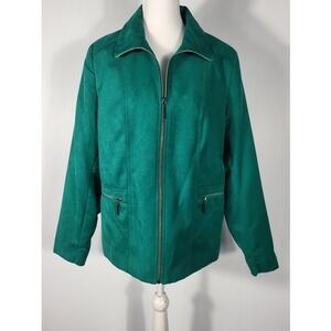 Y2k Classic Allison Daley Jacket  Zip Emerald Green Pockets Collared Casual Coat